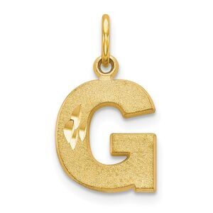 14k Yellow Gold, Julia Collection, Small Satin Block Initial G Pendant